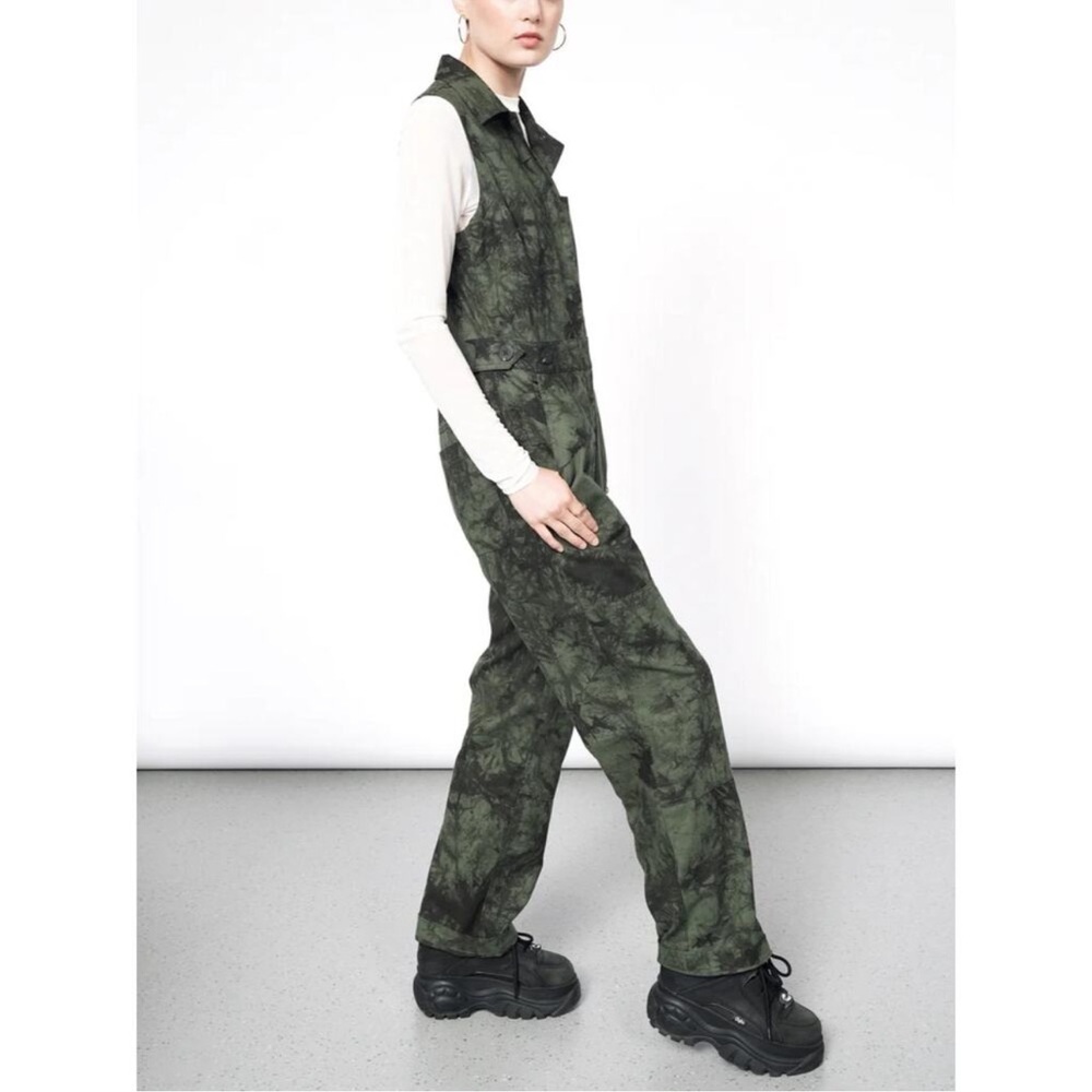 Wildfang Essential Sleeveless High Waisted Coverall Utility Jumpsuit 1x green